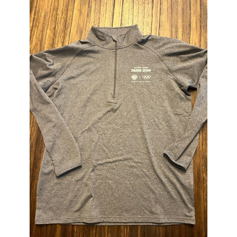 Team USA Olympics Gray Quarter-Zip Pullover Long Sleeve Shirt size medium